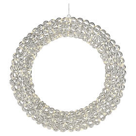 Couronne lumineuse argenté int./ext. en PET 400 LEDs blanc chaud diamètre 60 cm