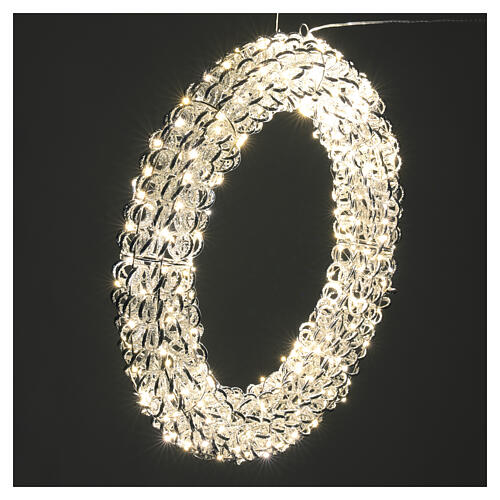 Couronne lumineuse argenté int./ext. en PET 400 LEDs blanc chaud diamètre 60 cm 4