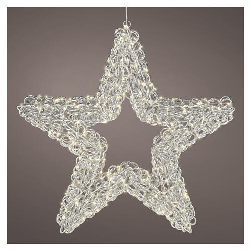 Silver indoor/outdoor PET luminous star, 400 warm white LEDs, 23x4 in 1