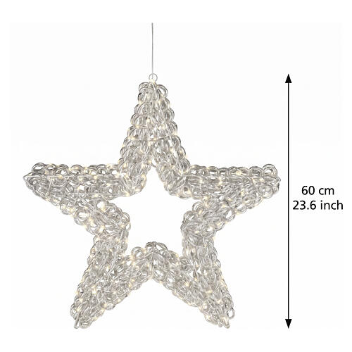 Stella luminosa int-est argento 400 LED luce calda PET 60x10 cm 3