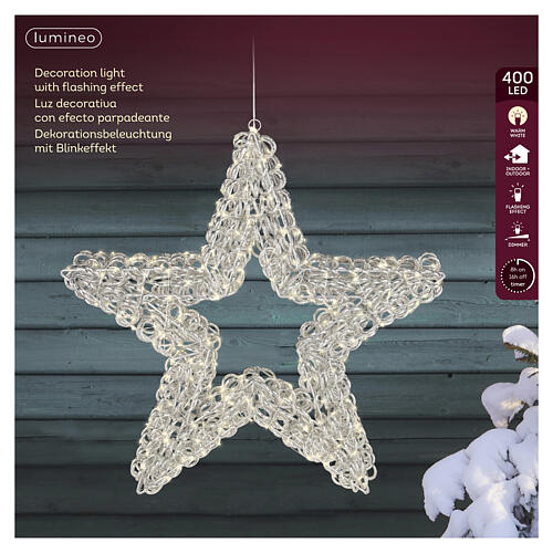 Stella luminosa int-est argento 400 LED luce calda PET 60x10 cm 4
