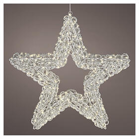Estrela luminosa prateada int/ext em PET 400 LEDs luz branco quente 60x10 cm