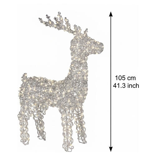 Renne lumineux tridimensionnel intérieur/extérieur argenté PET 800 LEDs blanc chaud 105x55x20 cm 3