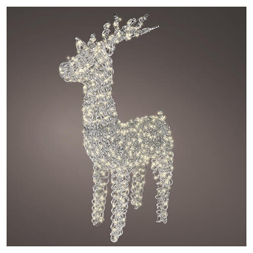 Renna luminosa tridimensionale int-est argento PET 800 LED luce calda 105x55x20 cm 1