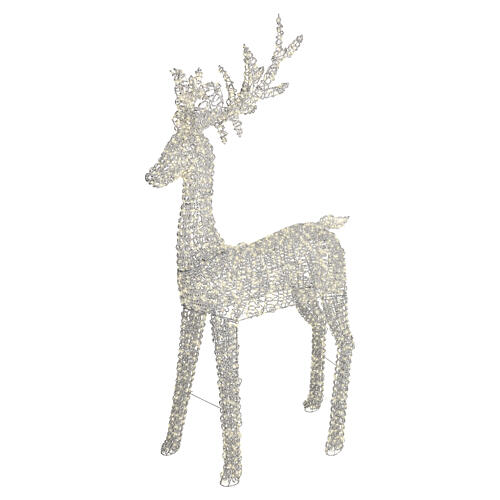 Cervidé lumineux int./ext. en PET argenté aux bois ramifiés 2350 LEDs blanc chaud 200x95x35 cm 4