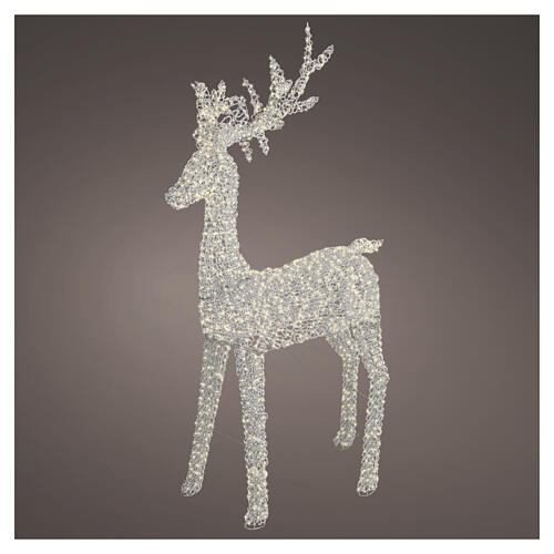 Cervo luminoso int-est con corna ramificate argento PET 2350 LED luce calda 200x95x35 cm 1