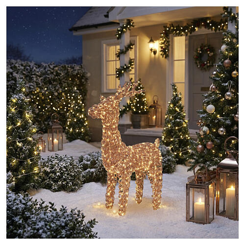 Woven rose-gold PET luminous reindeer, indoor/outdoor, 800 warm white LEDs, 40x22x8 in 2