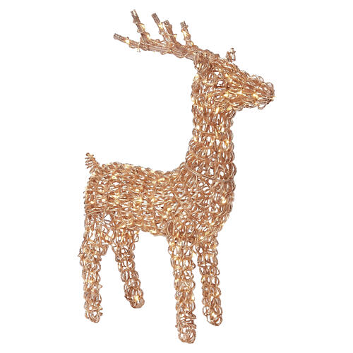 Woven rose-gold PET luminous reindeer, indoor/outdoor, 800 warm white LEDs, 40x22x8 in 4