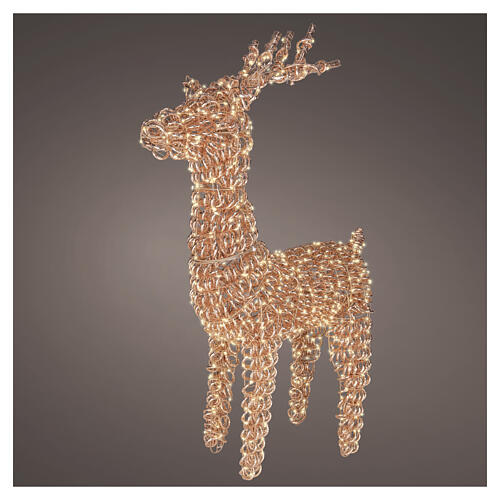 Renna luminosa int-est oro rosa intrecciata PET 800 LED luce calda 105x55x20 cm 1
