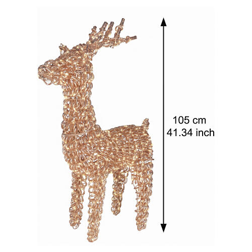 Renna luminosa int-est oro rosa intrecciata PET 800 LED luce calda 105x55x20 cm 3