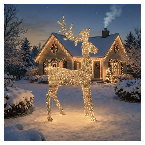 Woven rose-gold PET luminous deer, indoor/outdoor, 2350 warm white LEDs, 80x40x14 in 2