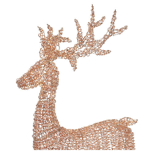 Woven rose-gold PET luminous deer, indoor/outdoor, 2350 warm white LEDs, 80x40x14 in 3
