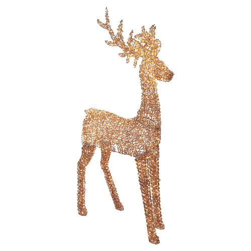 Woven rose-gold PET luminous deer, indoor/outdoor, 2350 warm white LEDs, 80x40x14 in 5