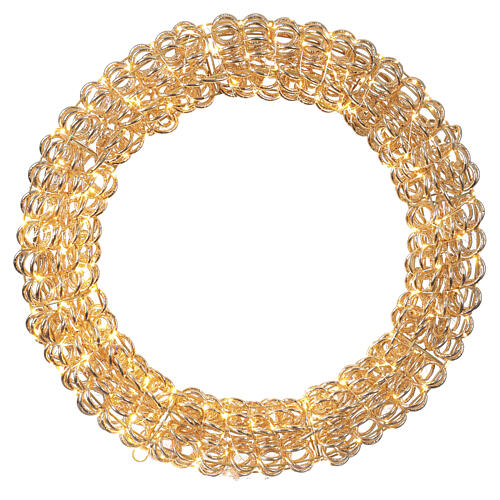 Couronne lumineuse int./ext. dorée tressée en PET 400 LEDs blanc chaud 60x10 cm 3