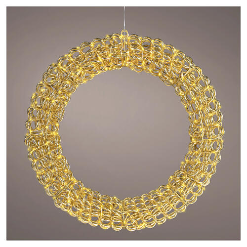 Gold circular hanging lighted ring for indoor/outdoor use (PET), 400 warm white LEDs, 60x10 cm 1