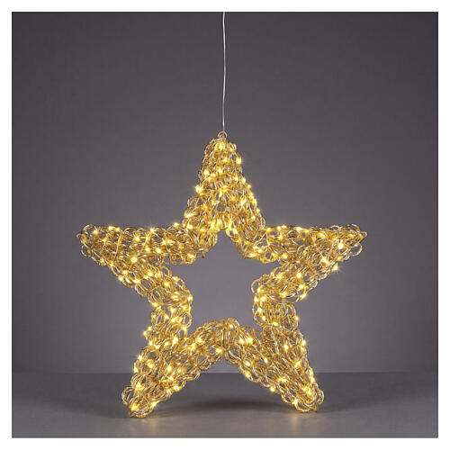 Golden indoor/outdoor PET luminous hanging star, 400 warm white LEDs, 23x4 in 1