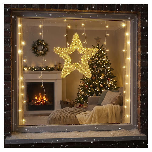 Stella luminosa int-est dorata da appendere PET 400 LED luce calda 60x10 cm 2