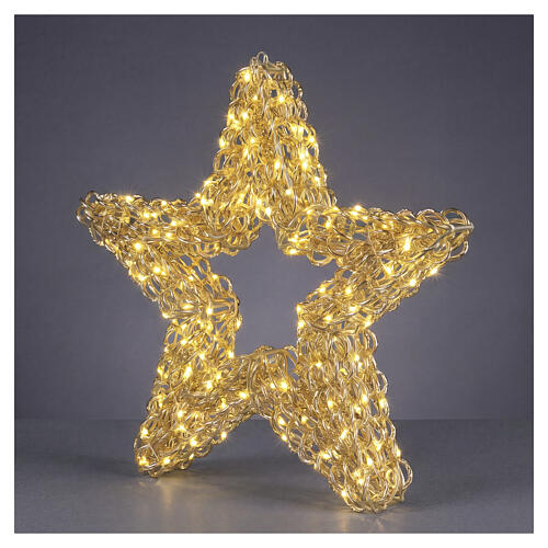 Stella luminosa int-est dorata da appendere PET 400 LED luce calda 60x10 cm 4