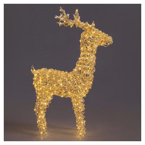 Woven gold PET luminous reindeer, indoor/outdoor, 800 warm white LEDs, 40x22x8 in 4
