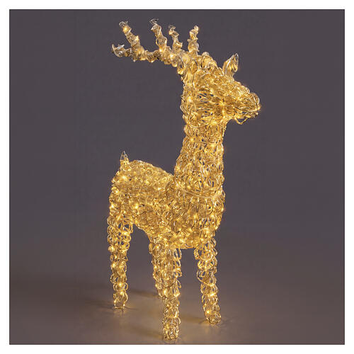 Woven gold PET luminous reindeer, indoor/outdoor, 800 warm white LEDs, 40x22x8 in 5