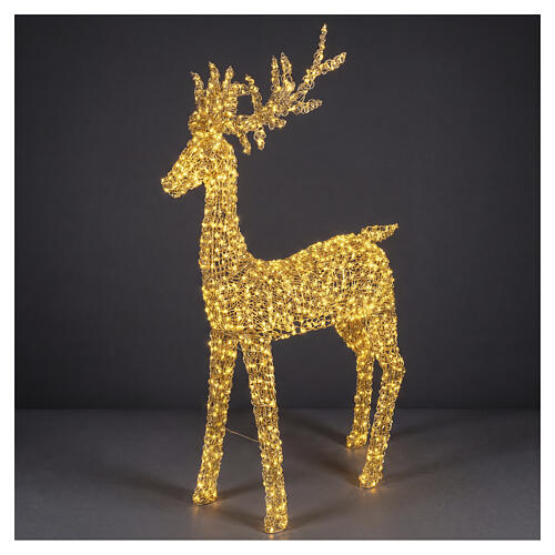 Three-dimensional gold PET luminous reindeer, indoor/outdoor, 2350 warm white LEDs, 80x38x14 in 1