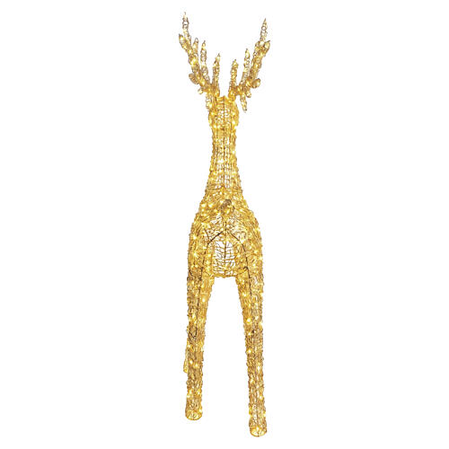 Three-dimensional gold PET luminous reindeer, indoor/outdoor, 2350 warm white LEDs, 80x38x14 in 6