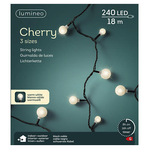 Guirlande lumineuse int/ext Cherry avec sphères LED blanc chaud 18 m 3