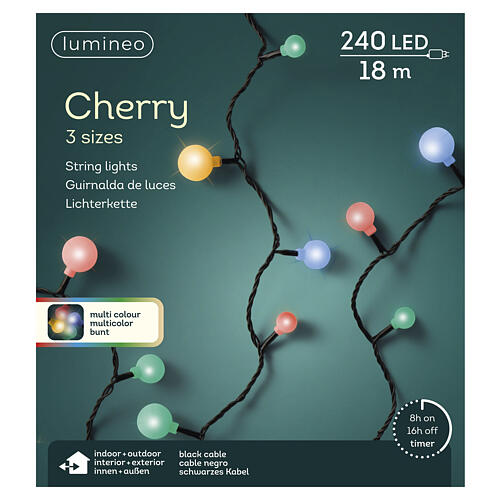 Luzes de Natal Cherry 240 LEDs multicoloridos 18 m interior/exterior 3