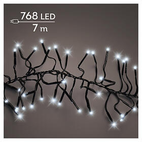 Cluster chain of 768 cold white LED Christmas lights, 23 ft, indoor/outdoor
