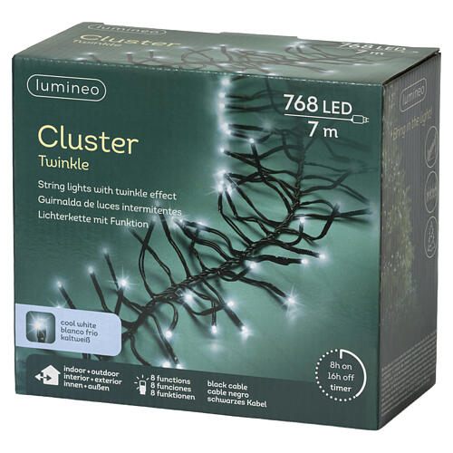 Catena luminosa int-est natalizia Cluster 768 LED bianco freddo 7 mt 8
