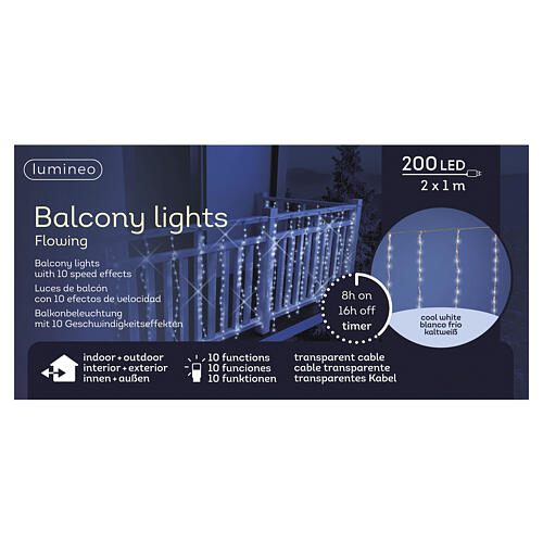 Rideau lumineux de Noël 200 LEDs blanc froid 2x1 m int/ext 3