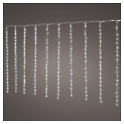Rideau LED de Noël intérieur/extérieur effet neige Flowing 400 LEDs blanc froid 4x1 m 1