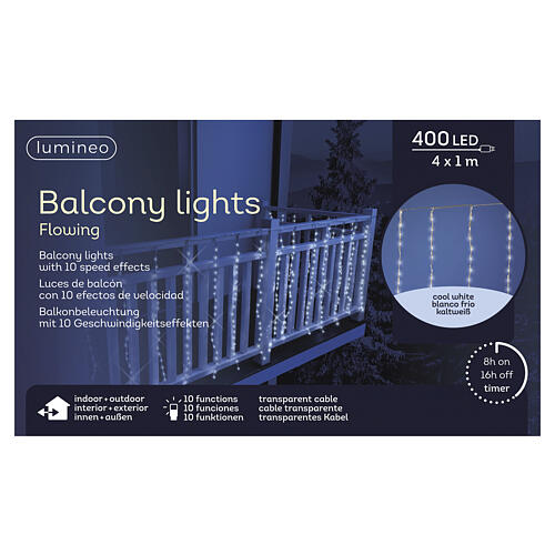 Cortina de LED natalina efeito neve Flowing 400 LEDs branco frio 4x1 m para interior/exterior 2