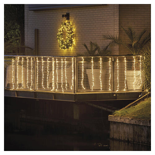 Rideau LED de Noël intérieur/extérieur effet neige Flowing 400 LEDs blanc chaud 4x1 m 2