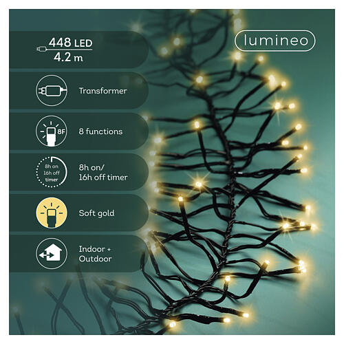 Luci natalizie int-est Cluster 448 LED soft gold effetto scintillante 420 cm 4
