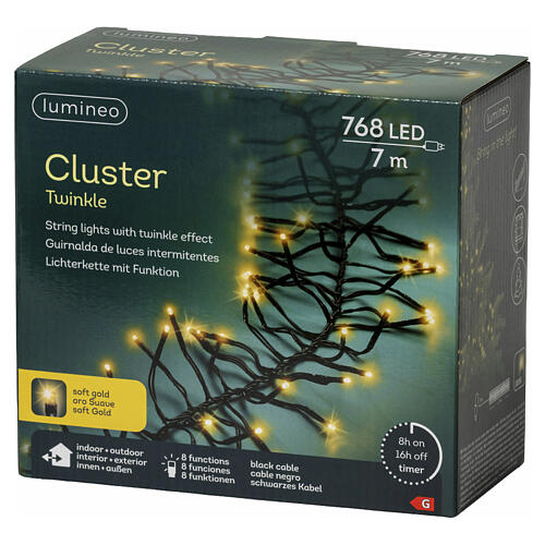 Catena luminosa natalizia int-est 768 LED soft gold effetto scintillante 7 m 8