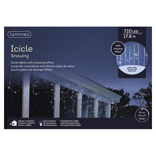 Indoor light curtain, 720 cool white LEDs, 10 functions, snow effect, 60 ft 2