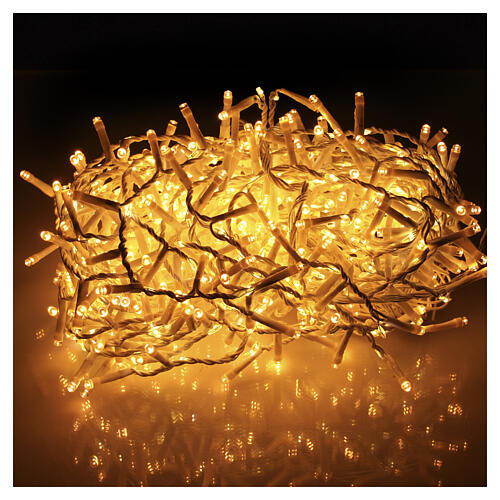 Cortina com 708 LEDs branco quente e dourado suave, 13 funções, efeito neve, 6 m 2