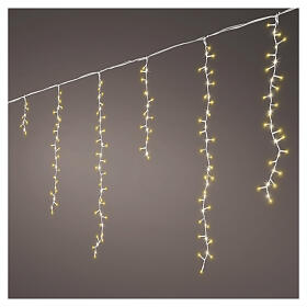 Icicle light curtain, 1416 warm white and soft gold LEDs, 40 ft, indoor/outdoor