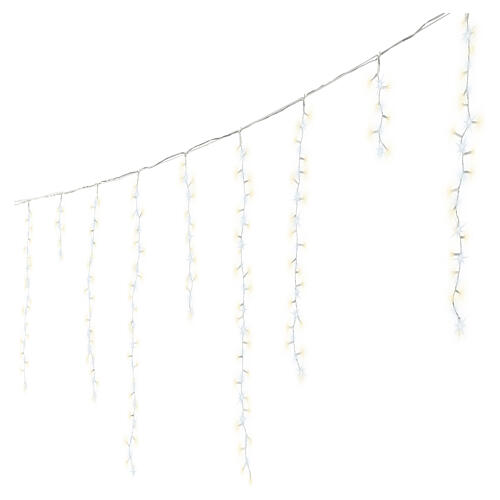 Indoor-outdoor snowfall cascade with 708 LEDs warm white, cold white and classic white, 20 ft 5
