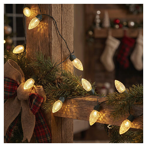 Catena luminosa Vintage natalizia int-est 50 LED soft gold 10 m effetto tremolante 2
