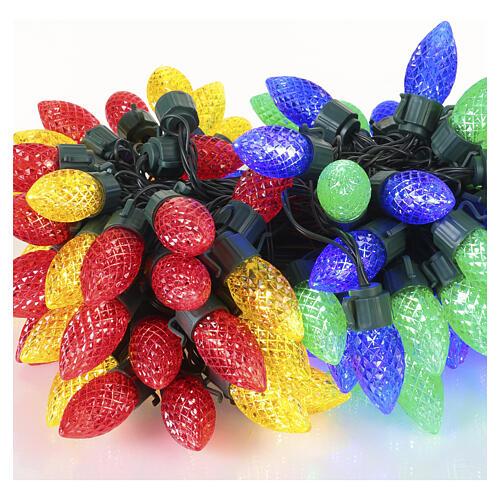 Vintage XL indoor/outdoor Christmas light string, 100 multicoloured LEDs with a flickering effect, 65 ft 5