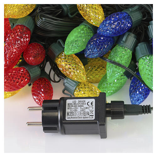Vintage XL indoor/outdoor Christmas light string, 100 multicoloured LEDs with a flickering effect, 65 ft 6