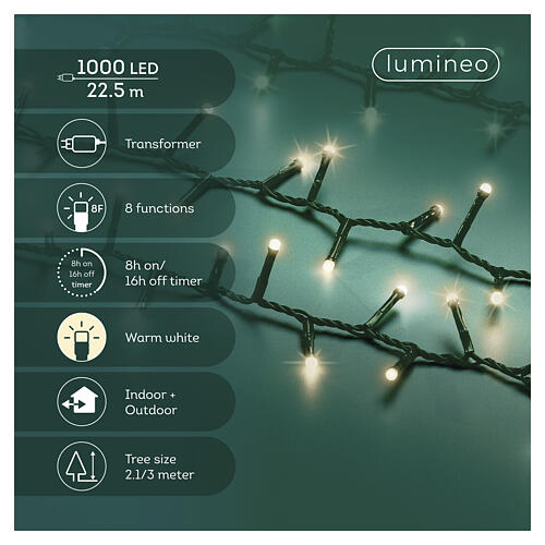 Luci natalizie int-est 8 funzioni 1000 LED bianco caldo 25 m 4