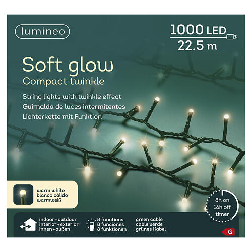 Luci natalizie int-est 8 funzioni 1000 LED bianco caldo 25 m 5
