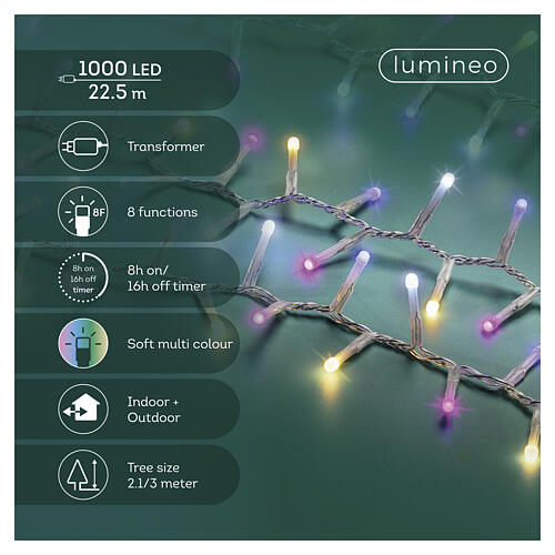 Catena luci natalizie int-est effetto tremolante 1000 LED multicolore 25 m 5