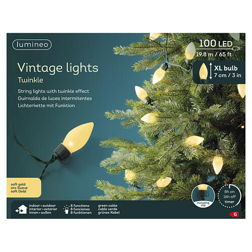 Catena luminosa Vintage XL int-est 100 LED oro tenue con effetto scintillante 20 m 3