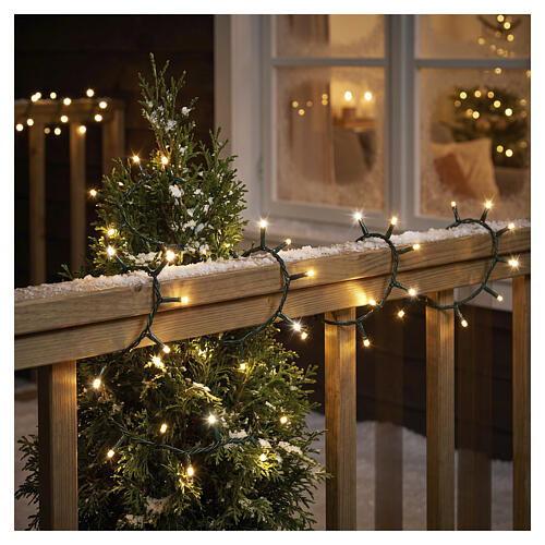 Catena luminosa compatta int-est 500 LED bianco caldo effetto lampeggiante 11 m 4