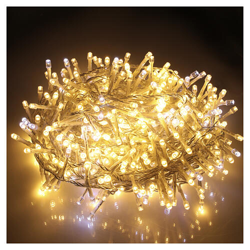 Catena luminosa compatta int-est 500 LED bianco caldo e bianco freddo effetto lampeggiante 11 m 2