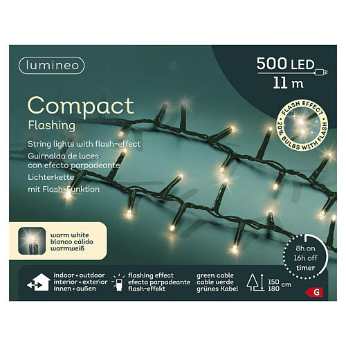 Luci compatte per albero di Natale int-est 500 LED bianco caldo 11 m 3